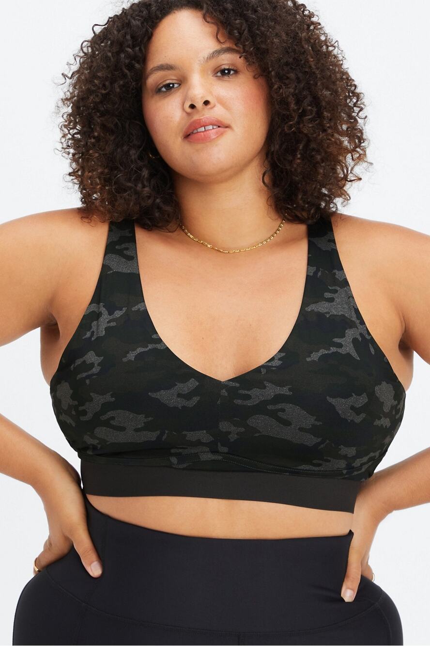 Fabletics All Day Every Day Bra Black, Green & Gray Camo NEW Women's 4X